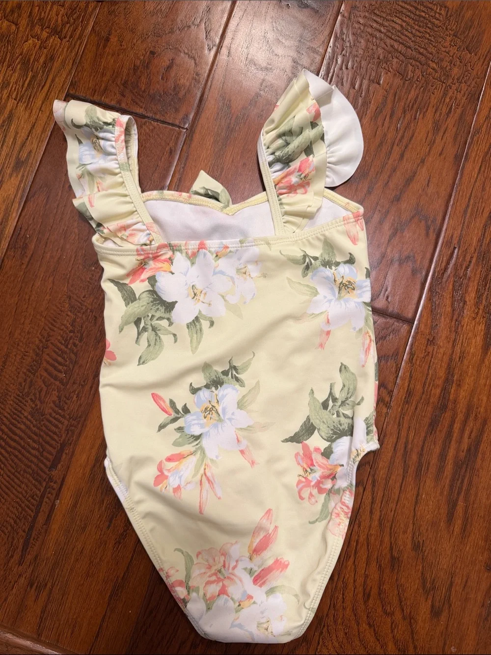 Janie and Jack Pale Yellow Floral Ruffle One-Piece Swimsuit